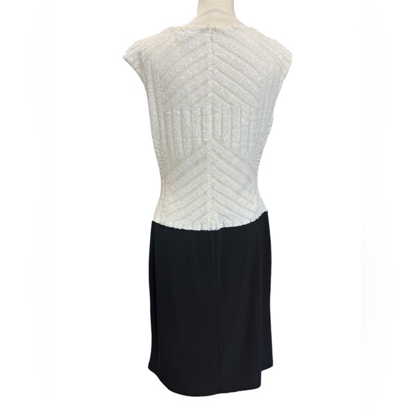 Lauren Ralph Lauren Black White Sequin Sheath Cocktail Dress Size 10 - Picture 4 of 13